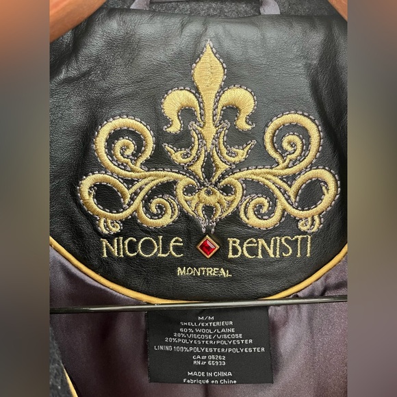 Nicole Benisti Wool Swing Peacoat Button Grey Long Unique Designer Women Medium - Picture 5 of 13